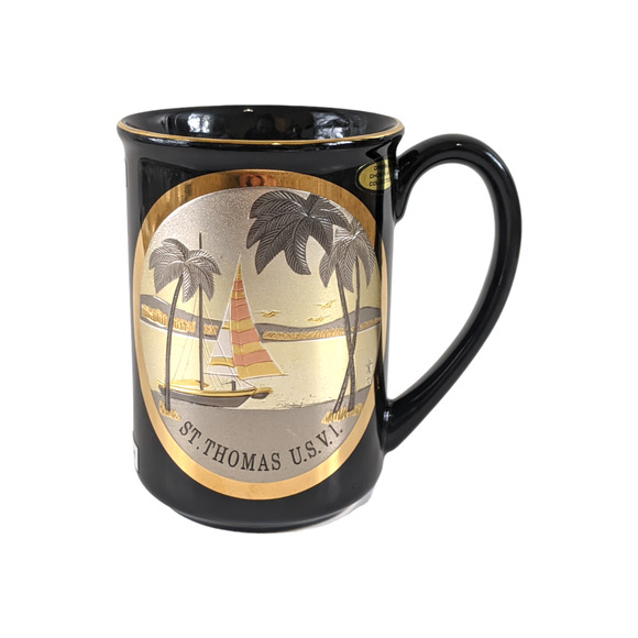 Vintage St. Thomas Souvenir Mug, Japanese Art of Chokin Mug, US Virgin Islands - Picture 1 of 10